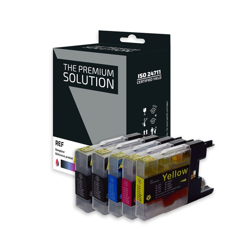 Brother B1240XL Pack x 5 compatible avec LC1220/1240/1280 - Noir Cyan Magenta Jaune