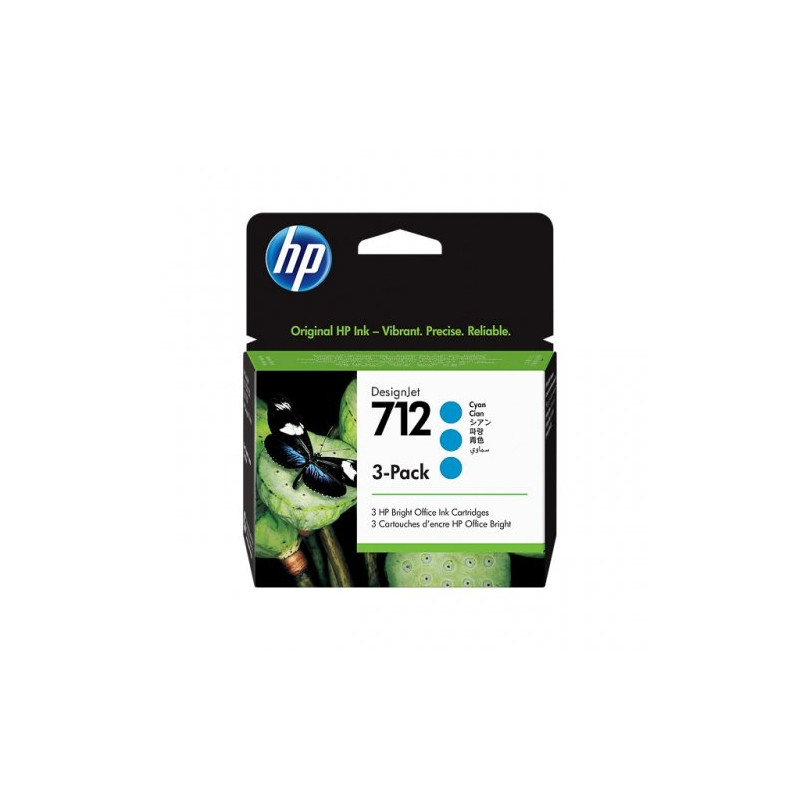 hp U712C Pack x 3 original 3ED77A, 712 - Cyan