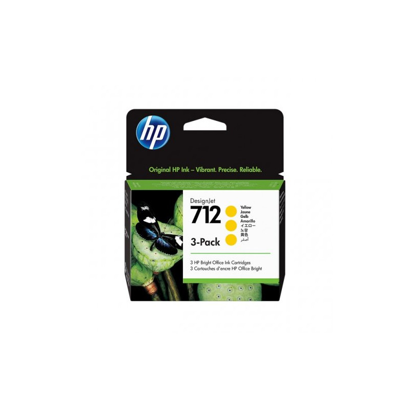 hp U712Y Pack x 3 original 3ED79A, 712 - Jaune