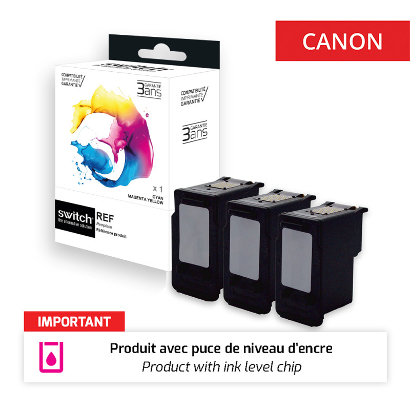 Canon 540XL/541XL - SWITCH Pack x 4 jet d'encre 'Ink Level' compatible , 5222B005, 5226B005