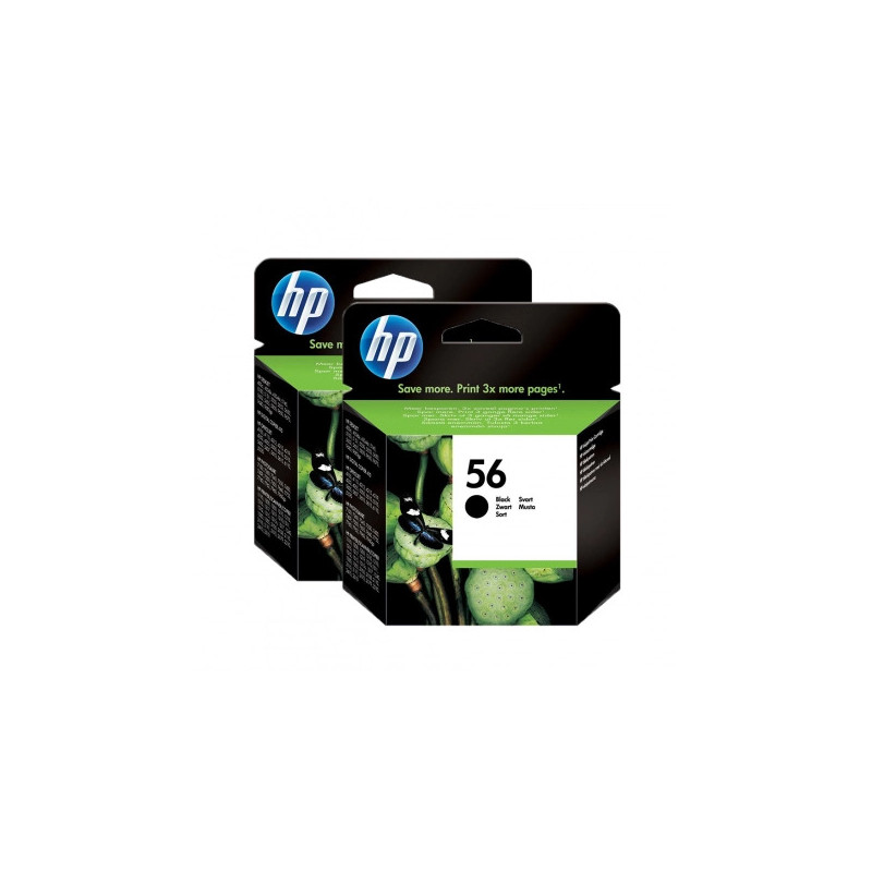 hp H56 Pack x 2 original C6656AE, C9502AE - Noir